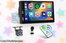Impresionante radio de coche Hikity 1 DIN con pantalla táctil y cámara trasera, rebajada para que tus viajes sean pura diversión. ¡No dejes pasar este chollo increíble!
