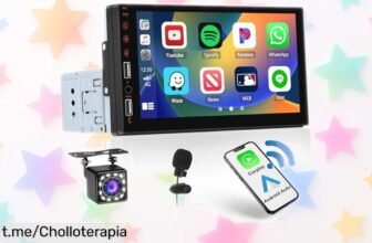 Impresionante radio de coche Hikity 1 DIN con pantalla táctil y cámara trasera, rebajada para que tus viajes sean pura diversión. ¡No dejes pasar este chollo increíble!