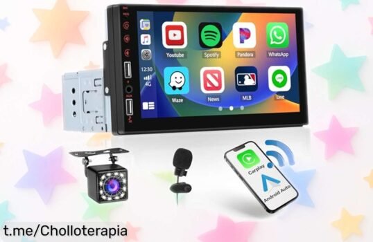 Impresionante radio de coche Hikity 1 DIN con pantalla táctil y cámara trasera, rebajada para que tus viajes sean pura diversión. ¡No dejes pasar este chollo increíble!