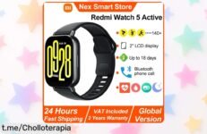 Impresionante reloj inteligente Xiaomi Redmi Watch 5 Active, ¡pero espera! ¡Su precio ha caído a un nivel que nunca imaginaste! No dejes pasar esta oportunidad única.