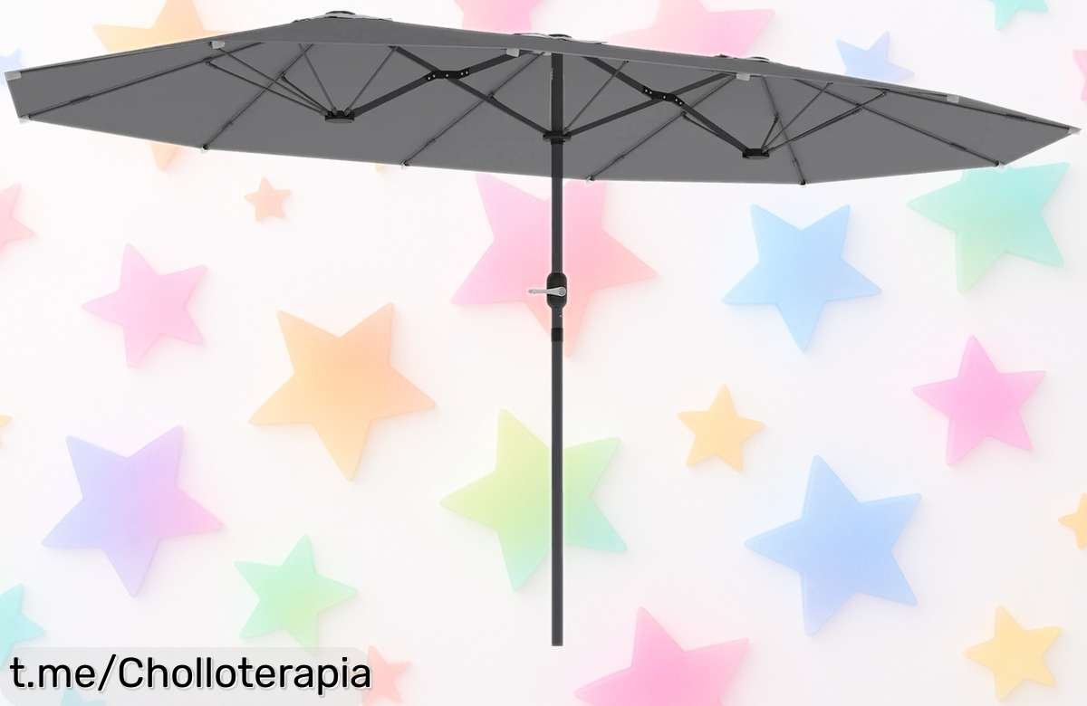 Impresionante sombrilla ovalada de acero Doppelsonnenschirm 436×260 cm a un precio loco, protege tu terraza y vive momentos inolvidables bajo el sol sin preocupaciones.