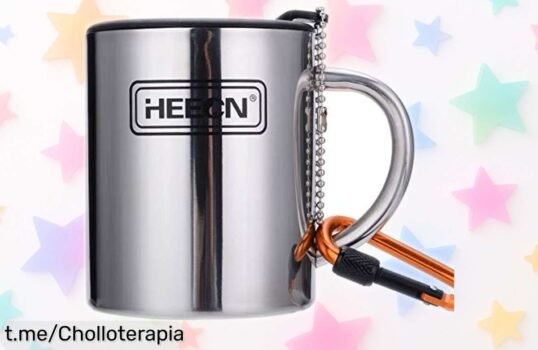 Impresionante taza de camping HEECN con tapa y mosquetón, perfecta para tu café en aventuras: ¡ofertón que solo verá uno así una vez!
