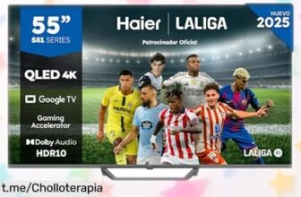 Impresionante televisor QLED 4K de 55” Haier con Google TV y Dolby Audio, rebajado a un precio loco para que disfrutes como nunca del cine en casa. ¡No te lo pienses más!