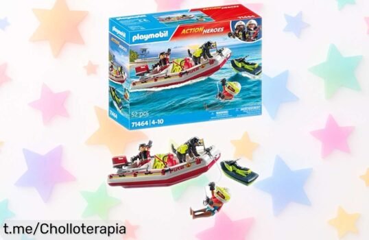 Increíble bote de bomberos con moto acuática PLAYMOBIL 71464, diversión a tope para los peques y ahora con un precio rebajado que no puedes dejar escapar, ¡la aventura está llamando!