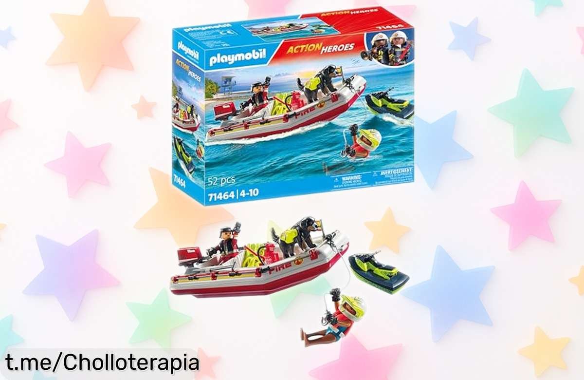 Increíble bote de bomberos con moto acuática PLAYMOBIL 71464, diversión a tope para los peques y ahora con un precio rebajado que no puedes dejar escapar, ¡la aventura está llamando!
