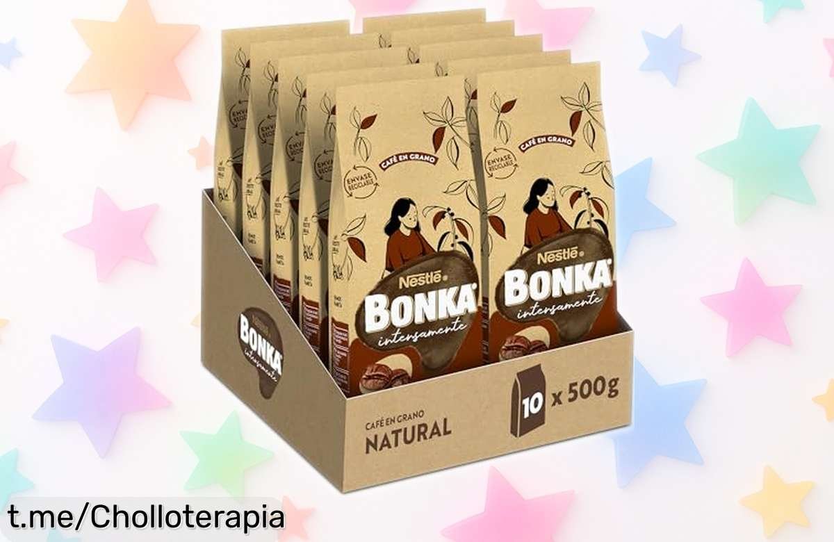 Increíble café en grano Bonka 500g pack de 10, sabor intenso y tostado potente que te despierta. ¡Aprovecha este precio regalado antes de que se acabe!