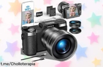Increíble cámara digital de 64MP con vídeo en 5K y pantalla giratoria, ¡ahora al precio más bajo! Captura momentos únicos yángelos sonrisas sin parar.