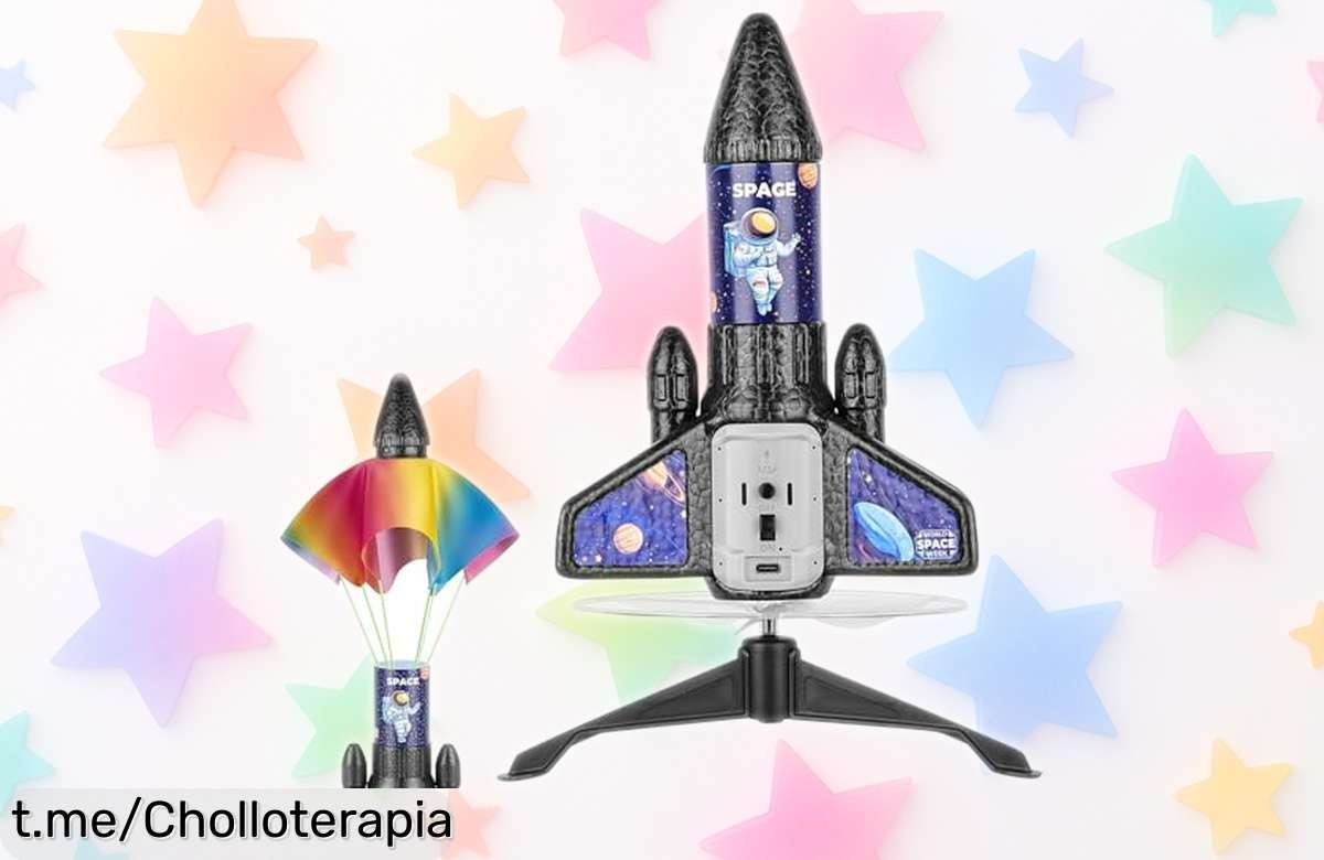Increíble cohete juguete con paracaídas Teoryieer, diversión a tope y luces LED para que tus peques jueguen sin parar ¡No dejes pasar este super chollo!