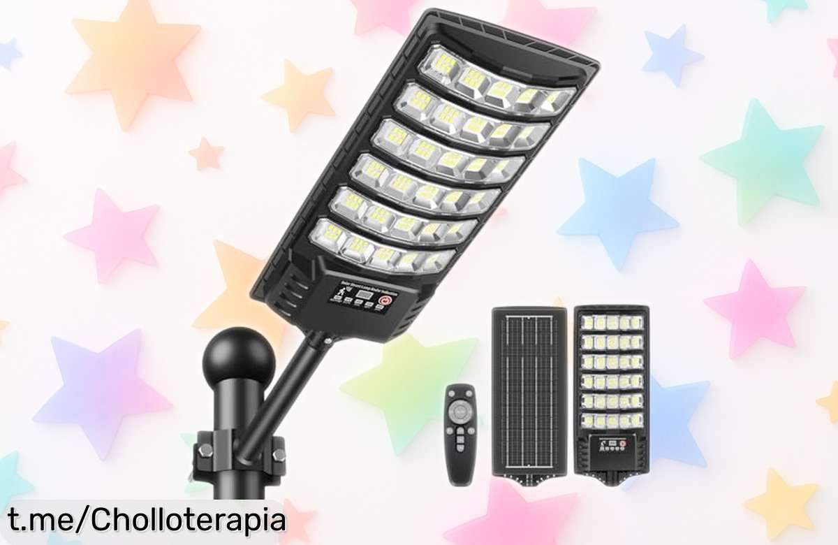 Increíble farola solar PEAKRO de 400W con sensor y control remoto, ¡precio tirado para iluminar tu jardín toda la noche! No dejes que se escape esta oportunidad brillante.
