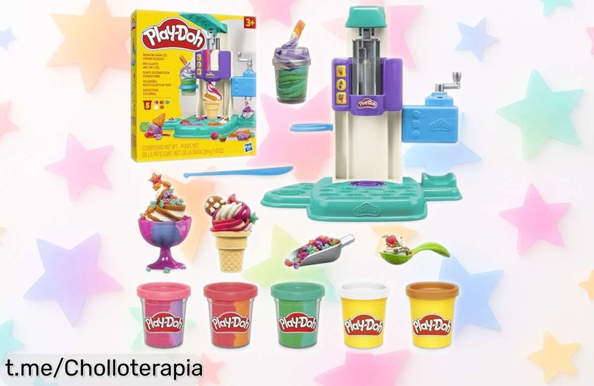 Increíble heladería multicolor de PlayDoh para crear helados divertidos y decorarlos como los pros, ¡diversión garantizada a un precio rebajado que no podrás ignorar!