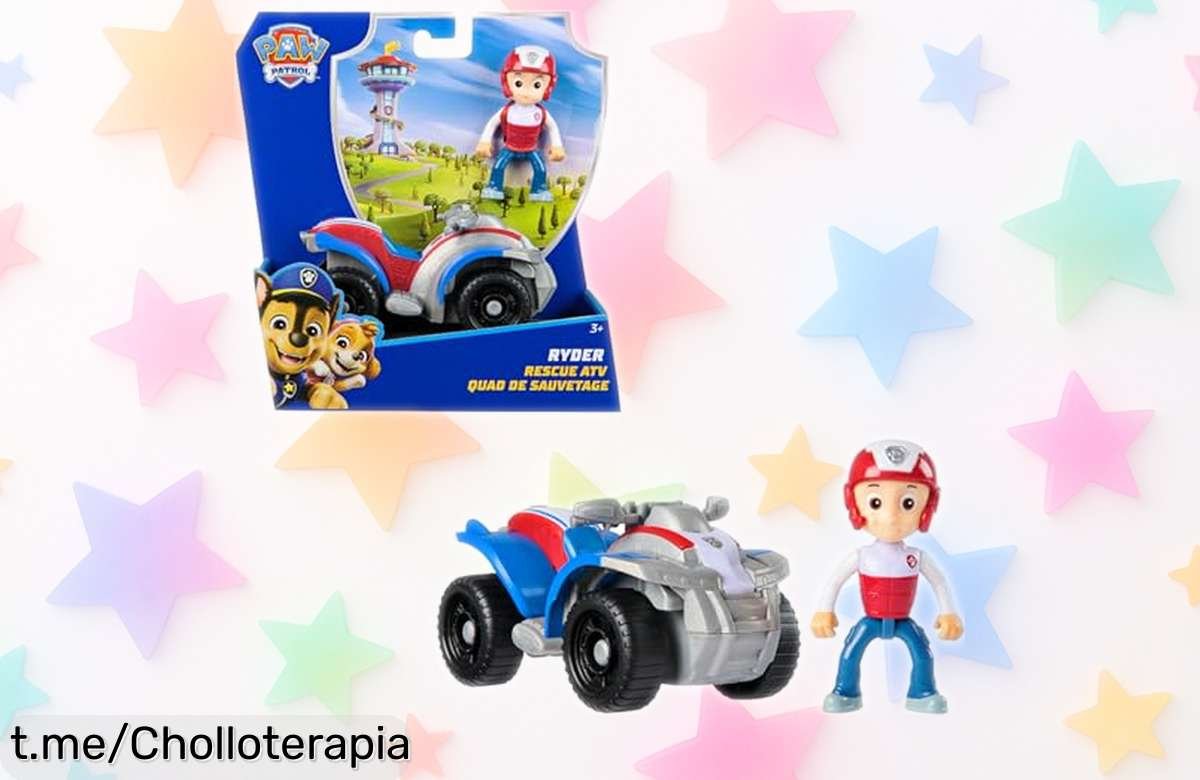 Increíble moto quad de rescate de Ryder con figura incluida, ¡perfecta para que los peques creen aventuras Paw Patrol! Aprovecha su precio rebajado antes de que se agote.