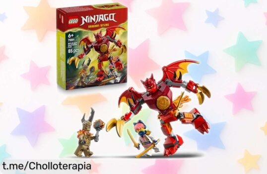Increíble pack LEGO Ninjago Meca Dragón de Kai con 3 minifiguras y espadas, ¡diversión a un precio que está tirado! No dejes pasar esta oportunidad única para vivir batallas épicas.