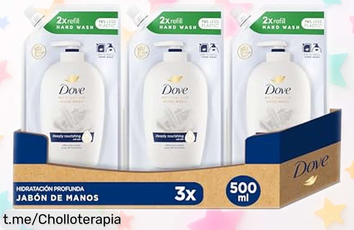Increíble pack de 3 botellas de jabón líquido Dove que hidrata en serio; cuida tus manos con ingredientes mágicos, ¡no te quedes sin el tuyo ya!