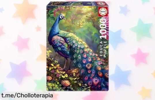 Increíble puzzle de 1000 piezas Educa Jardín del Pavo Real con pegamento para decorarlo, ¡rebajado y listo para ejercitar tu mente! No te quedes sin el tuyo.