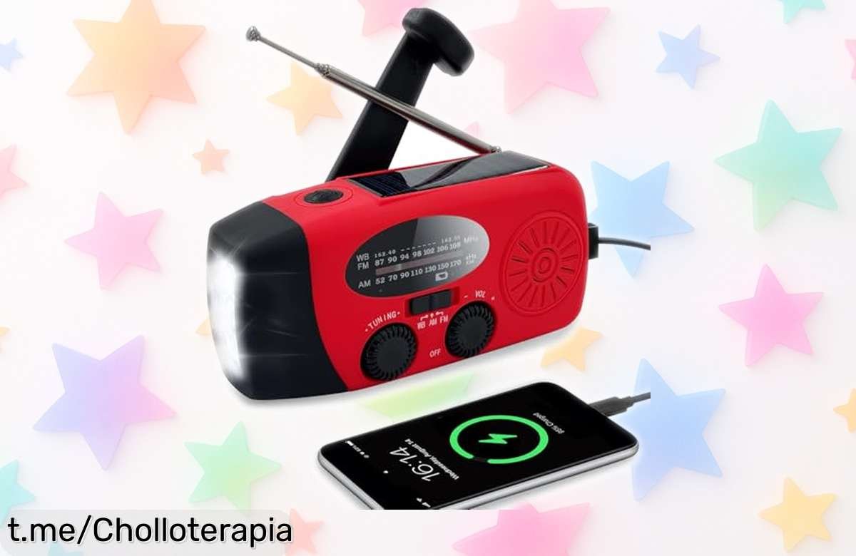 Increíble radio solar de emergencia con linterna LED y manivela, el chollo perfecto que necesitas para tus aventuras al aire libre; ¡no te quedes sin ella ante cualquier sorpresa!