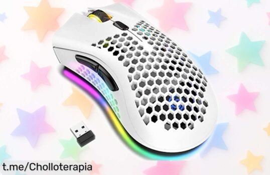 Increíble ratón inalámbrico para gamers con 7 botones programables y luces LED RGB, ¡aprovéchalo a precio de ganga antes que se agote!