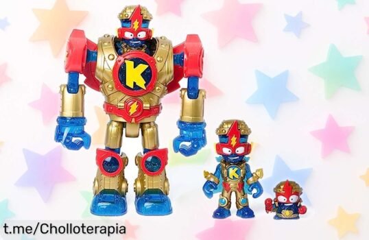 Increíble robot Kazoom Power Superthings con armadura dorada y figuras exclusivas, ¡este super pack está a un precio loco que no podrás dejar escapar!