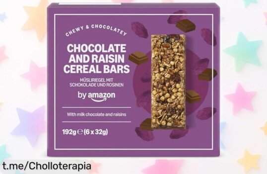 Increíbles barritas de cereales con pasas y chocolate by Amazon a un precio loco que te llenarán de energía. ¡No dejes pasar esta oportunidad dulce ahora mismo!