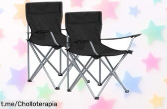 Juego de 2 sillas de camping SONGMICS, oferta irresistible para disfrutar al máximo en la playa o jardín con tu gente; ¡no te quedes sin asiento y llévalas ya!