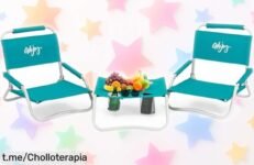 Juego de 2 sillas y mesa plegables para playa o camping, súper ligeras y con bolsa ¡Llévatelas hoy a un precio regalado que no vas a creer!