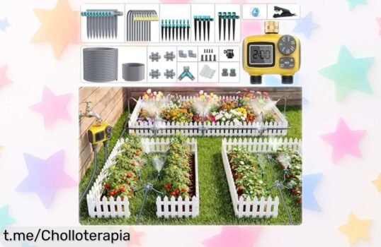 Kit de riego automático TRJZWA con doble salida y numerosos goteros a un precio de escándalo: ¡Haz que tu jardín brille mientras ahorras como nunca!