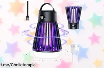 Lámpara antimosquitos eléctrica 2 en 1: chollazo con luz LED y batería duradera, elimina mosquitos sin químicos ni olores. ¡Atrévete a disfrutar de tus noches al aire libre!