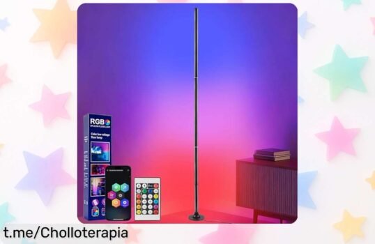 Lámpara de pie LED Sylvwin con 16 millones de colores que baila al ritmo de tu música, ahora a un precio loco que no puedes dejar escapar ¡Crea la atmósfera perfecta en un abrir y cerrar de ojos!