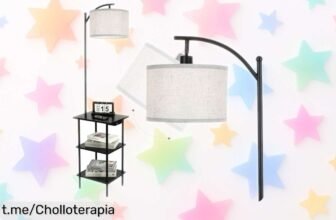 Lámpara de pie vintage LuminexDesigns con puertos USB y estantes a mano, ¡un ofertón que ilumina tu vida sin líos! Aprovecha este precio rebajado antes de que se acabe.