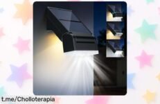 Lámpara solar Giliwosy con sensor de movimiento, ajuste 90° y luz brillante: ¡ofertón impermeable que hará brillar tu jardín toda la noche! No te quedes sin ella.