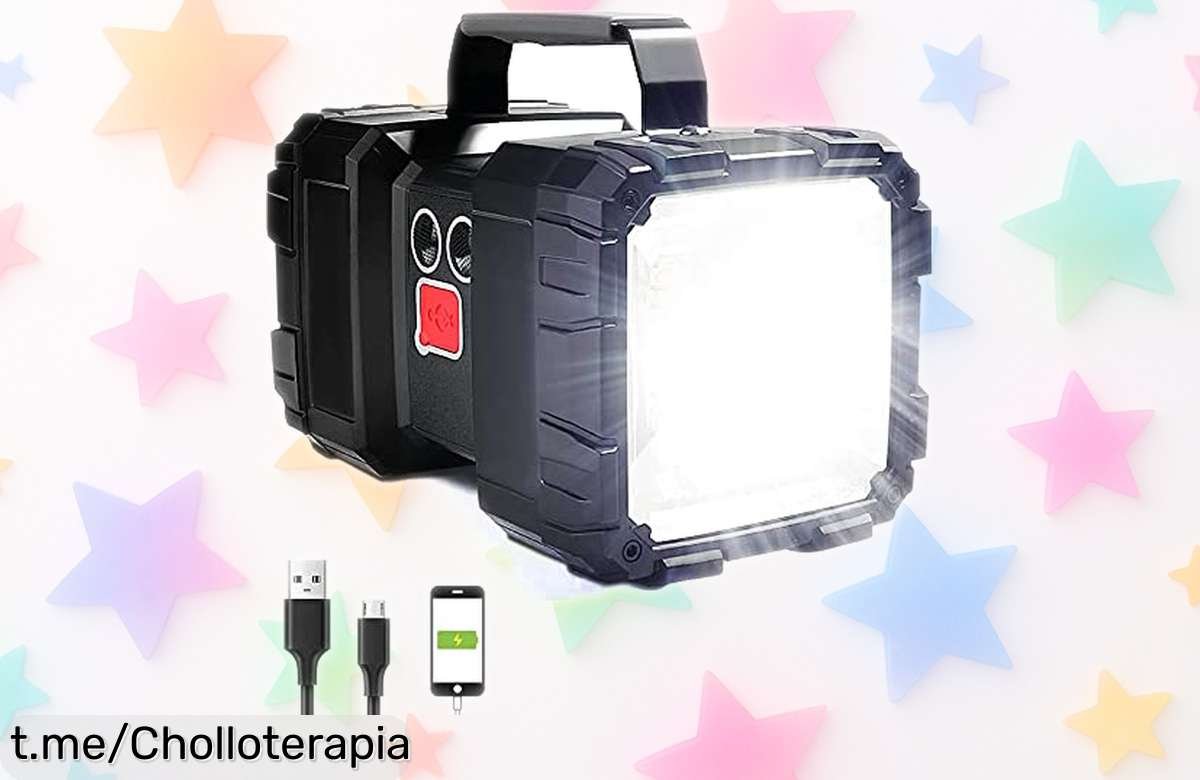 Linterna recargable SúyooUlin: Alumbra como un foco, dura 20 horas y carga tu móvil; no te pierdas este precio de ganga y brilla en todas tus aventuras.