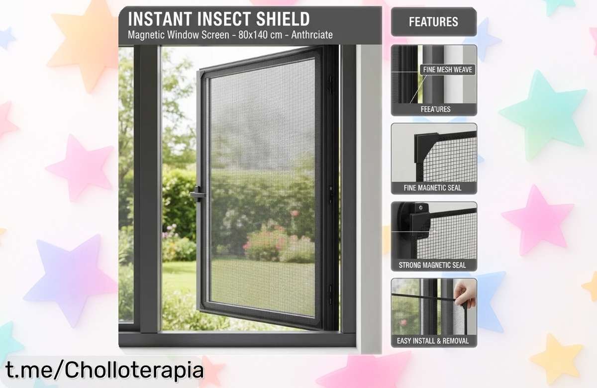 Llégate ya a la mosquitera magnética recortable de fácil instalación y olvídate de los insectos, un ofertón que te hará disfrutar del aire fresco sin complicaciones.