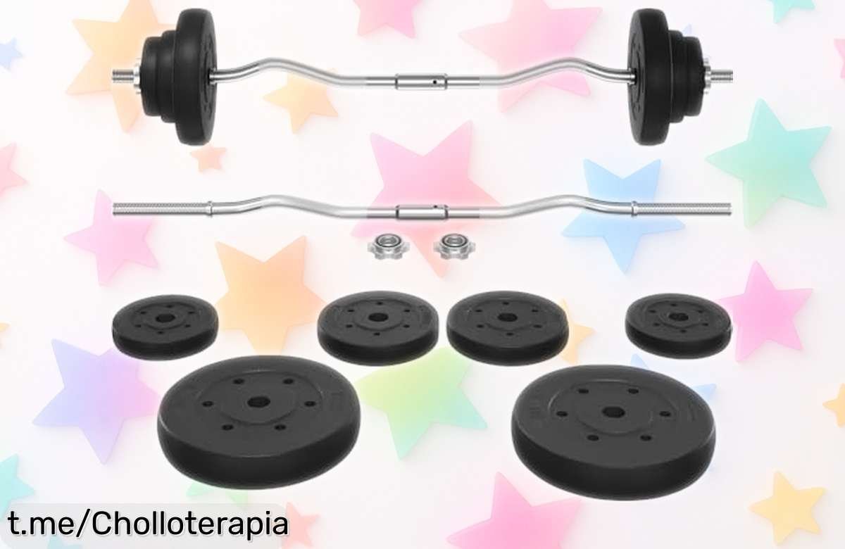 Mancuernas con barra curl Z de Yaheetech a un precio loco, perfectas para entrenar en casa y conseguir el cuerpo que deseas; ¡no te pierdas este ofertón único!