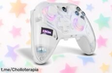 Mando inalámbrico Bluetooth KROM KRYSTAL con luces RGB y 17 botones personalizables a un precio increíble que hará brillar tus partidas ¡No te lo pierdas!