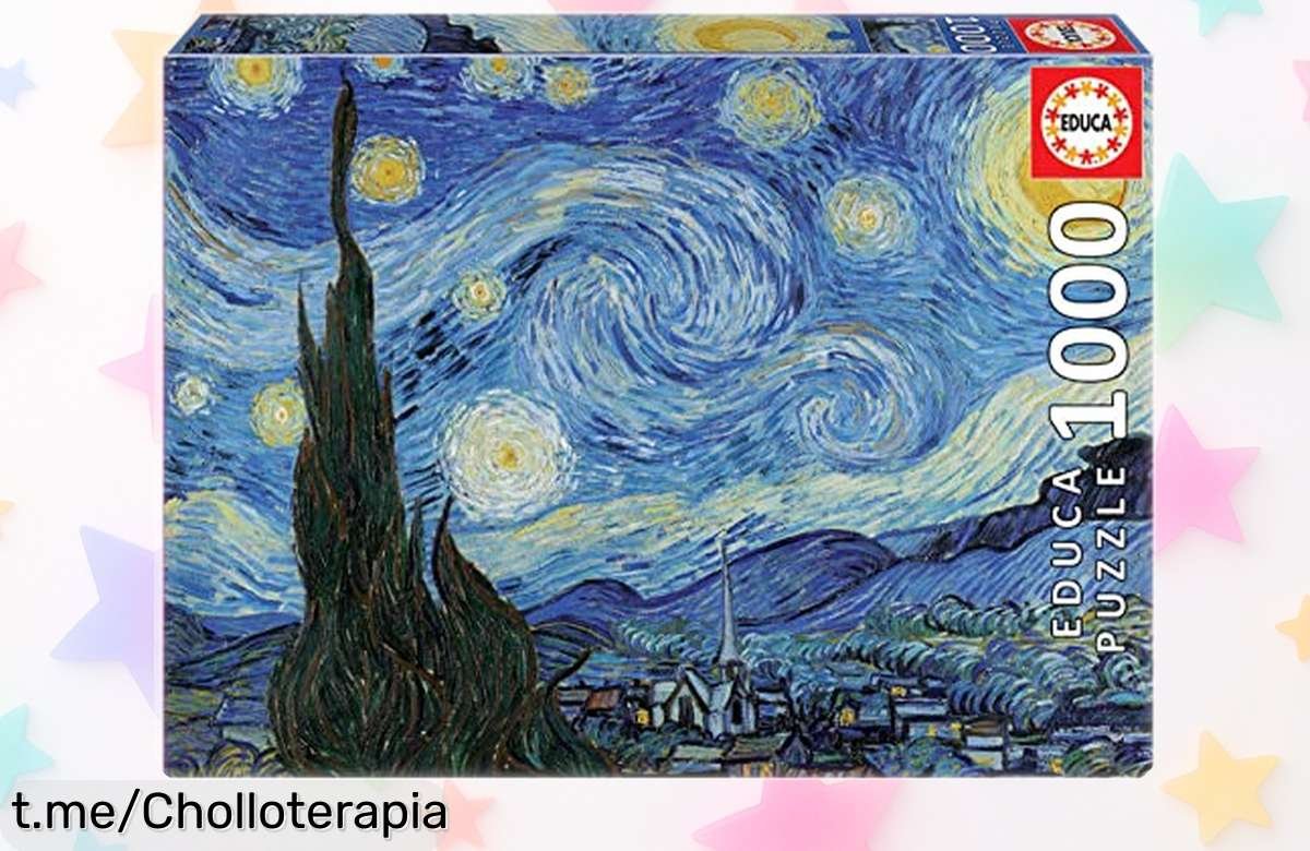 Maravilloso puzzle Educa de 1000 piezas con La Noche Estrellada de Van Gogh, un chollo que transformará tus momentos tranquilos en pura magia visual, ¡consíguelo ya antes de quedarte sin él!