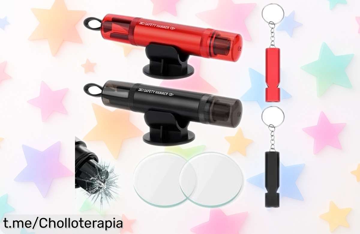 Martillo de emergencia Lompyeu 2 en 1 para coche: rompe cristales y corta cinturones, ¡pack de 2 a precio loco! No te quedes sin el tuyo y cuida lo que más amas.