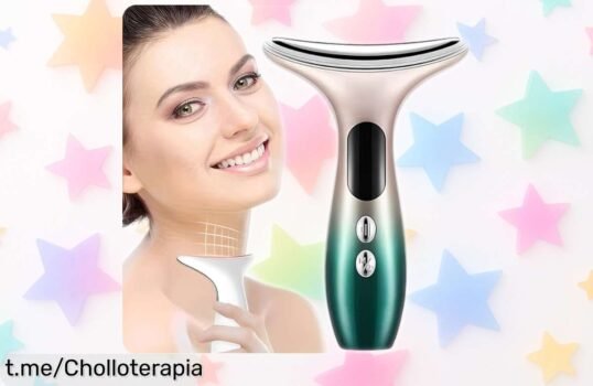 Masajeador facial y de cuello WYFCR 4 en 1 con luces antiarrugas a precio tirado, date un capricho para que tu piel luzca más firme y suave ¡No dejes pasar esta oportunidad!