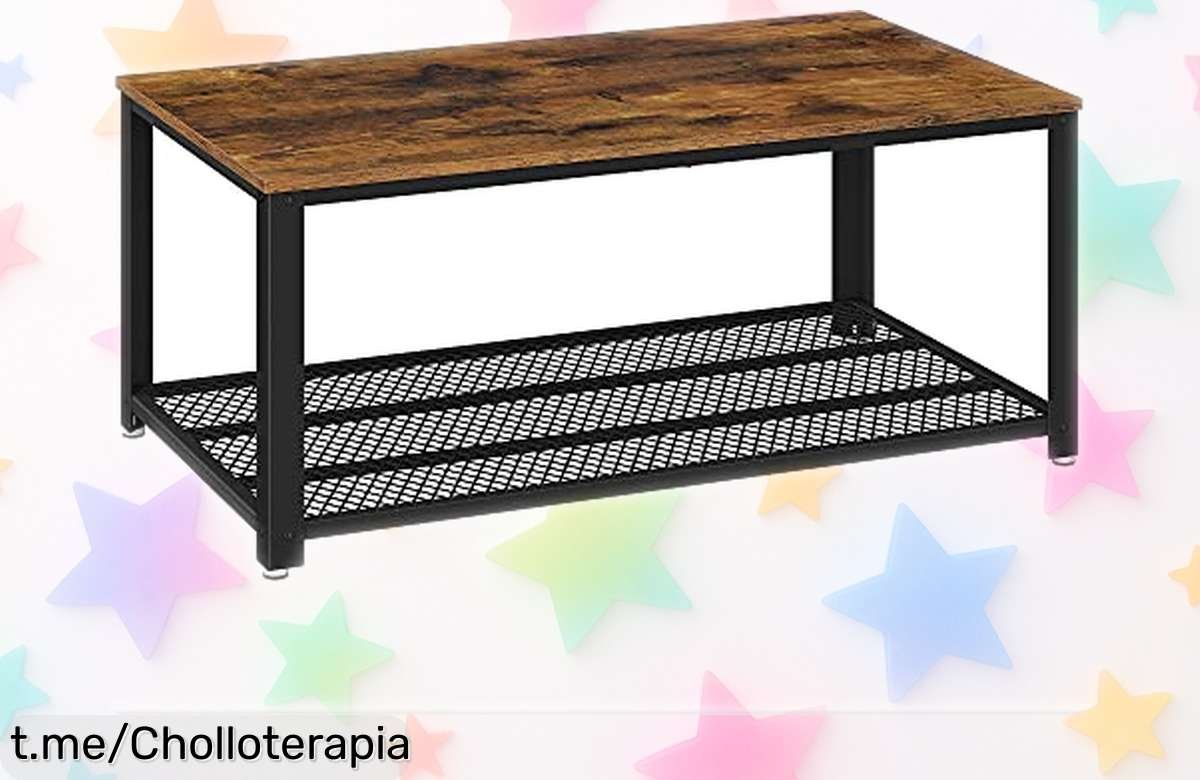 Mesa de centro industrial Vasagle LCT61X, diseño resistente y espacio para todo; ¡súbete a esta oferta brutal antes que desaparezca!