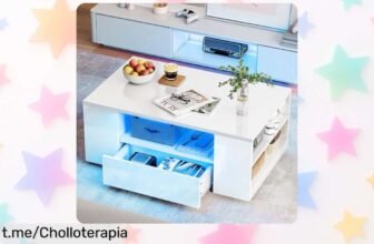 Mesa de centro moderna YITAHOME con luz LED y cajones silenciosos, un ofertón práctico que hará brillar tu salón. ¡No te quedes sin ella, llévatela ya!