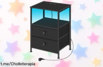 Mesita de noche WOLTU NTS27sz con luz LED y enchufes: organización total y carga rápida a precio loco, ¡da rienda suelta a tu estilo antes que se acabe!