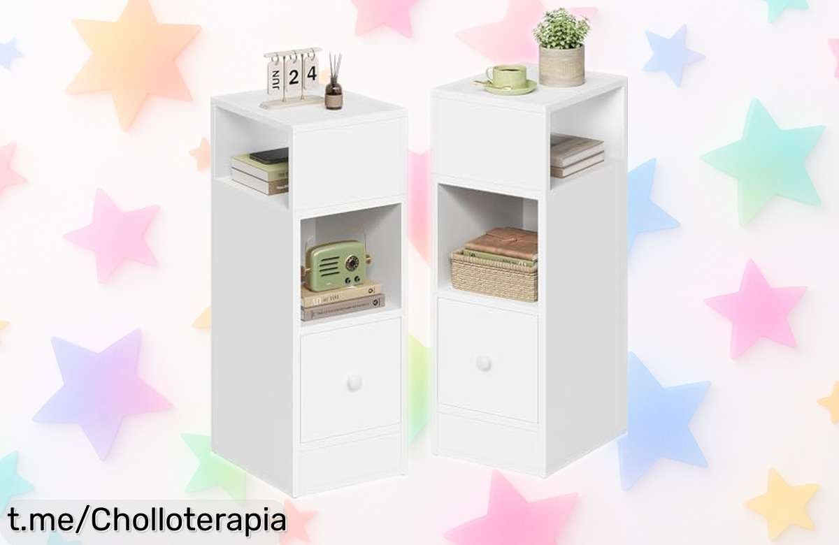 Mesitas de noche EUGAD para espacios pequeños, ¡pack de 2 a precio loco! Organización perfecta y diseño moderno que transforma tu rincón. ¡No te quedes sin ellas!
