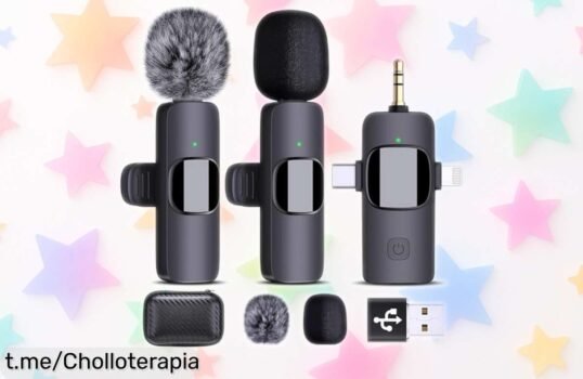 Micrófono Lavalier inalámbrico AMOOX con sonido increíble y batería eterna; aprovecha el descuentazo antes de que se agote y graba tus mejores momentos sin límites.