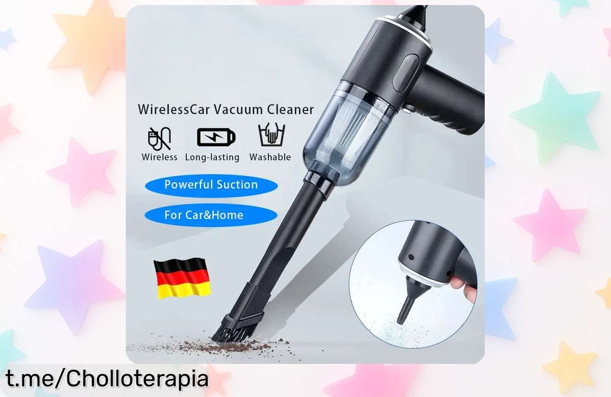 Mini aspirador portátil para coche con potencia de 9000Pa ¡super chollo! Limpia sin cables y en húmedo o seco, aprovecha este ofertón que no cuadra. ¡Llévatelo ya antes que se acabe!