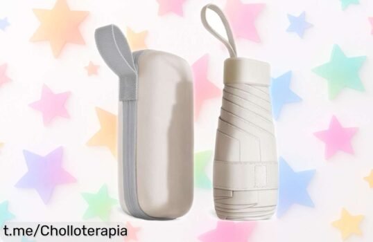 Mini paraguas plegable Aolso que cabe en cualquier bolso: protege del sol y aguanta viento fuerte, ¡no te pierdas este chollazo para llevar siempre contigo!