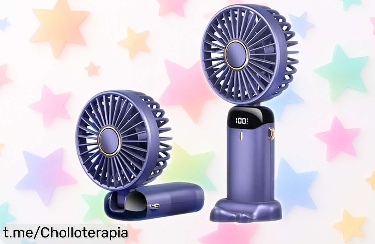 Mini ventilador portátil Houscly con batería recargable de 4000 mAh a precio loco, obtén tu chollo buenísimo ahora y refresca tus días en un momento inolvidable.