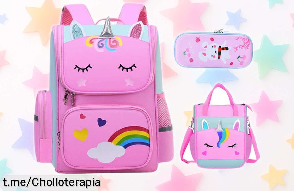 Mochila escolar de dibujos animados 3D con arcoíris, ¡precios locos que no vas a poder dejar pasar! Haz feliz a tu peque hoy mismo antes de que se agoten.