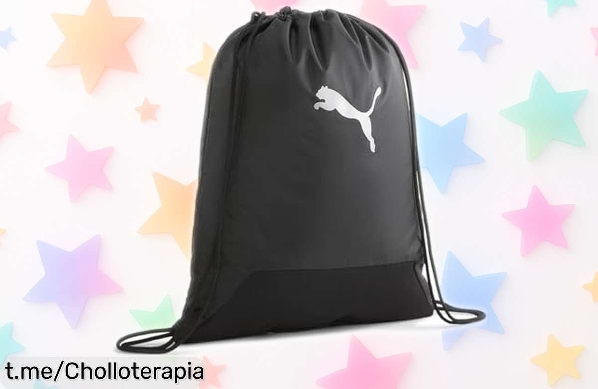 Mochila tipo saco PUMA teamGOAL para el gym, ¡oferta loca que no te puedes perder! Dile adiós al peso extra y ajústate a tus entrenos con este chollazo irresistible.