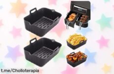 Moldes de silicona Alyvisun para air fryer, fáciles de limpiar y con asas seguras: ¡llegaron los super chollos que nunca imaginaste, cocinando sin quemaduras!