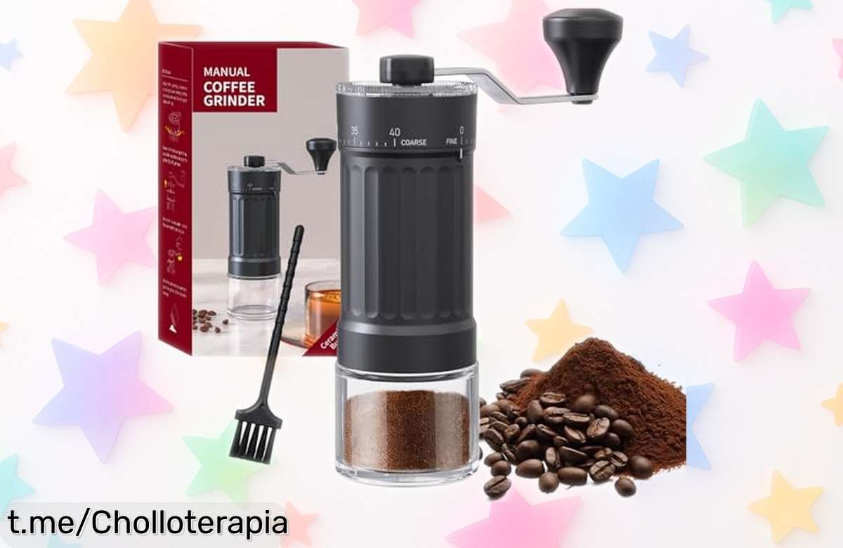 Molino de café manual ligero y compacto con 40 ajustes para el sabor perfecto, ¡rebajado a un precio que te dejará sonriendo todo el día!