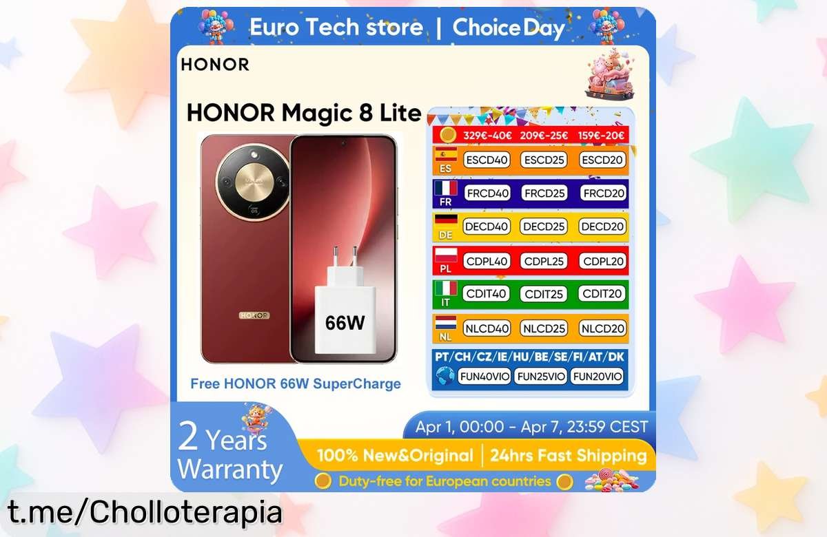 Móvil todoterreno HONOR Magic 8 Lite con cámara de 108MP y batería infinita, ¡precio de risa por tiempo limitado para los que buscan resistencia y rendimiento extremo!