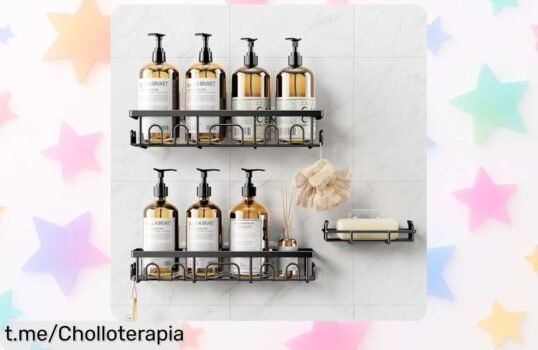 Organizador de baño Deyhoc 3 piezas en acero inoxidable: simplifica tu ducha sin líos a un precio de ganga, aguanta hasta 20 kg y se coloca sin taladro. ¡No te quedes sin el tuyo!